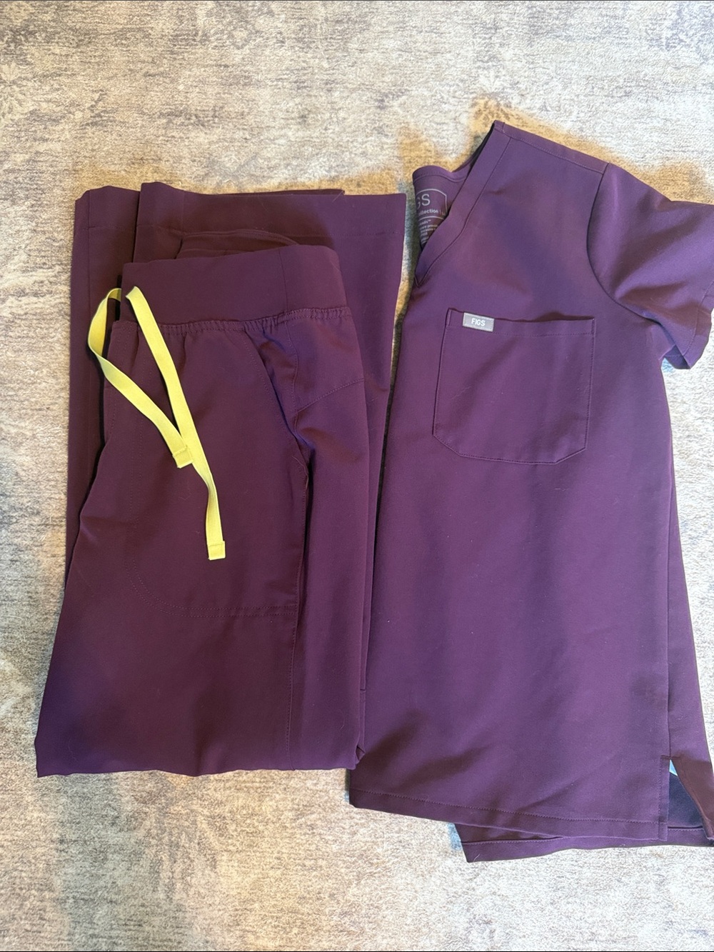 Figs Women’s - Deep Purple Catarina SP & Isabel High Rise Wide Leg XS P